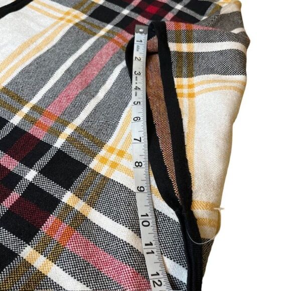 NWOT Nicole Miller Zip Front Poncho Cape Plaid Black Red Yellow Oversized S/M - Picture 11 of 14